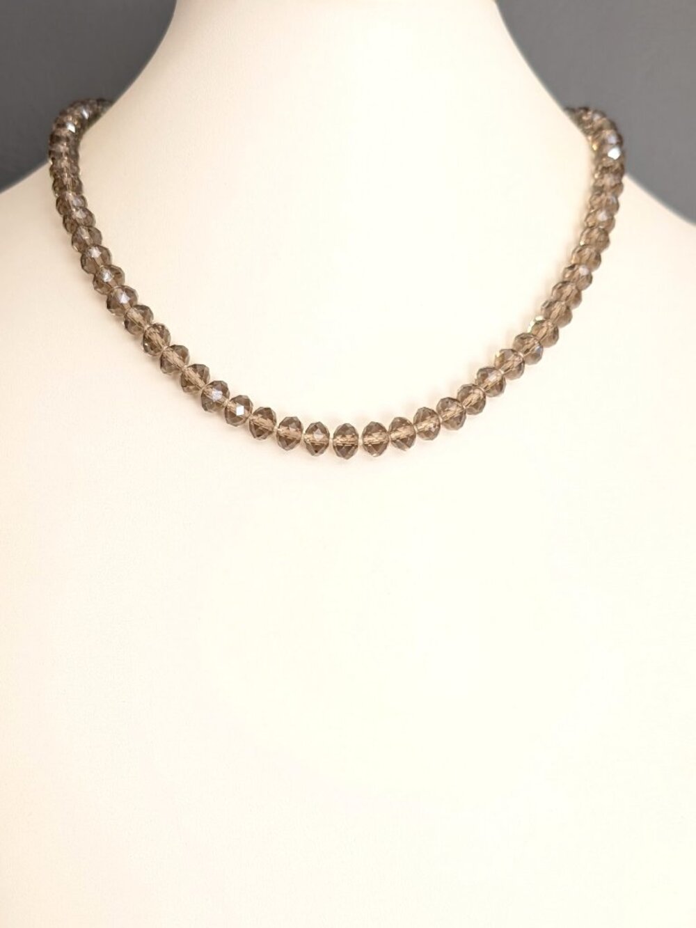 Faceted smoke glass beaded necklace